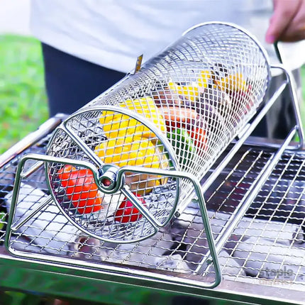 12-Inch Stainless Steel Rolling BBQ Grill Mesh Rotisserie - Appliances > Kitchen Appliances > Toasters & Grills
