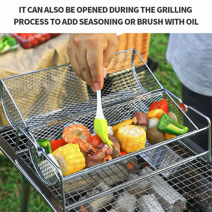 12-Inch Stainless Steel Rolling BBQ Grill Mesh Rotisserie - Appliances > Kitchen Appliances > Toasters & Grills