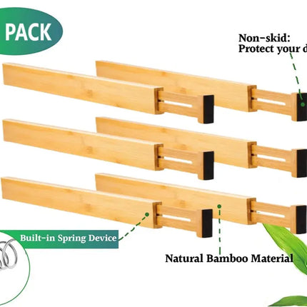 12 Pack Bamboo Adjustable Kitchen Drawer Dividers (Large, 44-55 cm)-2042061534833807363