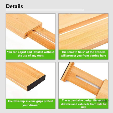 12 Pack Bamboo Adjustable Kitchen Drawer Dividers (Large, 44-55 cm)-2042061534833807362