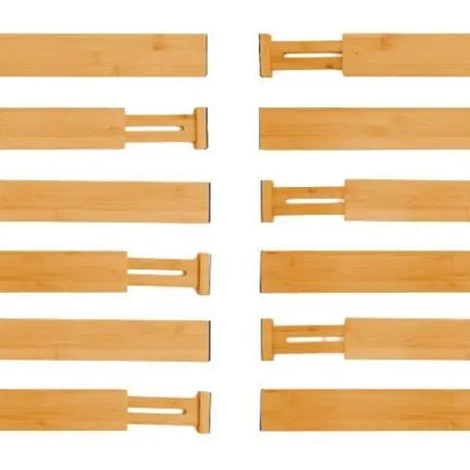 12 Pack Bamboo Adjustable Kitchen Drawer Dividers (Large, 44-55 cm)-2042061534833807367