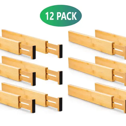 12 Pack Bamboo Adjustable Kitchen Drawer Dividers (Large, 44-55 cm)-2042061534833807361
