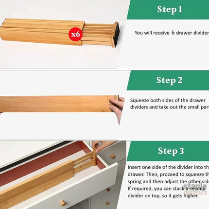 12 Pack Bamboo Adjustable Kitchen Drawer Dividers (Large, 44-55 cm)-2042061534833807366