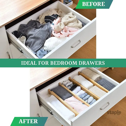 12 Pack Bamboo Adjustable Kitchen Drawer Dividers (Large, 44-55 cm)-2042061534833807365