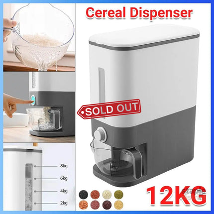 12Kg Automatic Grain Dispenser Cereal Rice Storage Box Kitchen Food Container - Commercial > Packaging > Postage