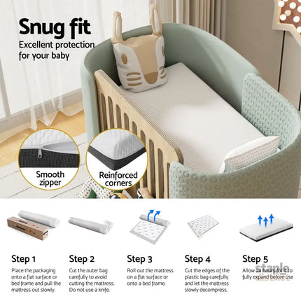13cm Giselle Baby Cot Mattress Gel Foam - Baby & Kids > Kid’s Furniture > Kid’s Beds & Bed Frames