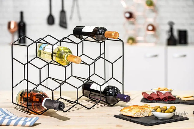 14 Bottle Freestanding Modern Metal Countertop Wine Rack Countertop - Furniture > Dining > Wine Racks