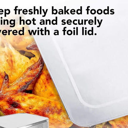 144x Aluminium Disposable Foil Food Container Trays Pans w/ Lids Covers Bulk 20x11x5cm - Home & Garden > Storage >