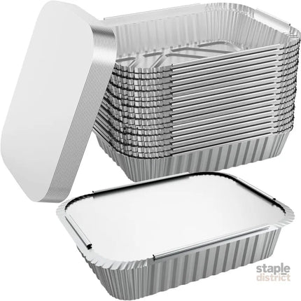 144x Aluminium Disposable Foil Food Container Trays Pans w/ Lids Covers Bulk 20x11x5cm - Home & Garden > Storage >
