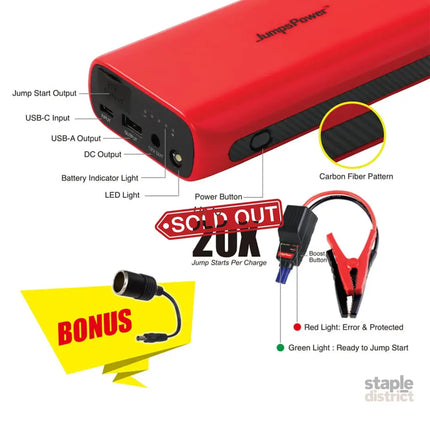 1500A JumpsPower GT Jump Starter Powerbank 29600mWh 12V Phone Car Battery Charger - Auto Accessories > 4WD & Recovery >