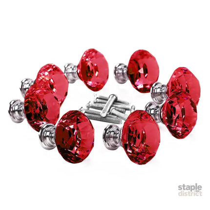 16 Pcs Red Crystal Knobs Diamond 30mm Small Red-2018816615889637376