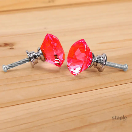 16 Pcs Red Crystal Knobs Diamond 40mm Large Red-2018816678120525829