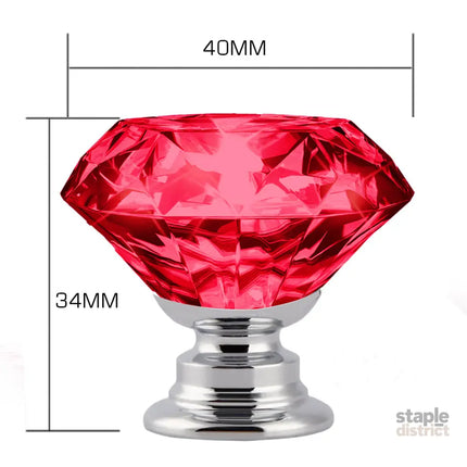 16 Pcs Red Crystal Knobs Diamond 40mm Large Red-2018816678120525826