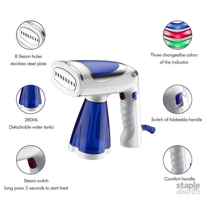 1600W Foldable Handheld Steamer for Clothes 40s Heat Up Wrinkle Remover with Brush - Appliances > Washers Dryers &