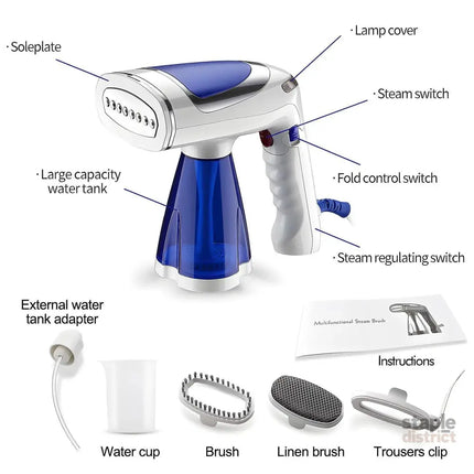 1600W Foldable Handheld Steamer for Clothes 40s Heat Up Wrinkle Remover with Brush - Appliances > Washers Dryers &