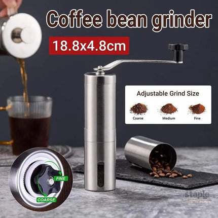 18.8cm Manual Coffee Bean Grinder Stainless Steel Hand Coffee Mill Ceramic Burr - Appliances > Kitchen Appliances >