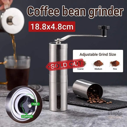 18.8cm Manual Coffee Bean Grinder Stainless Steel Hand Coffee Mill Ceramic Burr - Appliances > Kitchen Appliances >