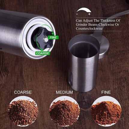 18.8cm Manual Coffee Bean Grinder Stainless Steel Hand Coffee Mill Ceramic Burr - Appliances > Kitchen Appliances >