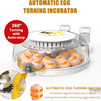 CARLA HOME 18 Egg Incubator with Automatic Turning LED Display Humidity & Temperature Control Auto Water System &