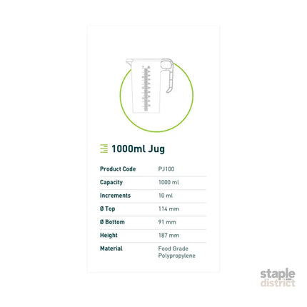 1L Measuring Jug Heavy Duty Clear Plastic Propylene Food Grade BPA 5 Pro-Jug - Home & Garden > Kitchenware > Kitchen