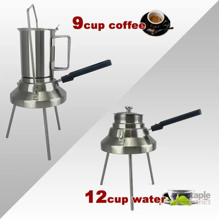 2 In 1 Camping Stainless Steel 9Cup Pot Moka Coffee Maker Italian Espresso Kettle 2024 NEW MODLE - Appliances > Kitchen