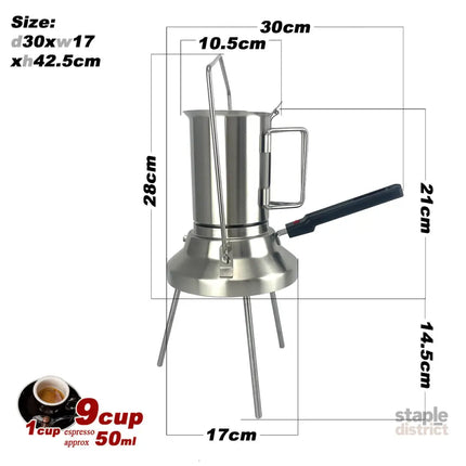 2 In 1 Camping Stainless Steel 9Cup Pot Moka Coffee Maker Italian Espresso Kettle 2024 NEW MODLE - Appliances > Kitchen