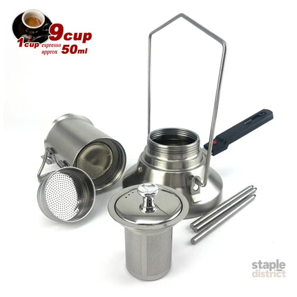 2 In 1 Camping Stainless Steel 9Cup Pot Moka Coffee Maker Italian Espresso Kettle 2024 NEW MODLE - Appliances > Kitchen