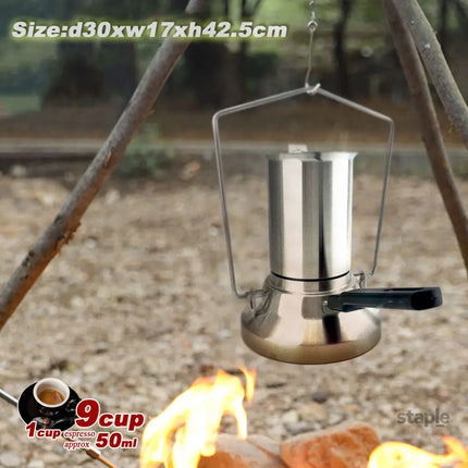2 In 1 Camping Stainless Steel 9Cup Pot Moka Coffee Maker Italian Espresso Kettle 2024 NEW MODLE - Appliances > Kitchen