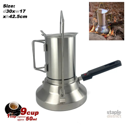 2 In 1 Camping Stainless Steel 9Cup Pot Moka Coffee Maker Italian Espresso Kettle 2024 NEW MODLE - Appliances > Kitchen
