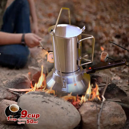 2 In 1 Camping Stainless Steel 9Cup Pot Moka Coffee Maker Italian Espresso Kettle 2024 NEW MODLE - Appliances > Kitchen