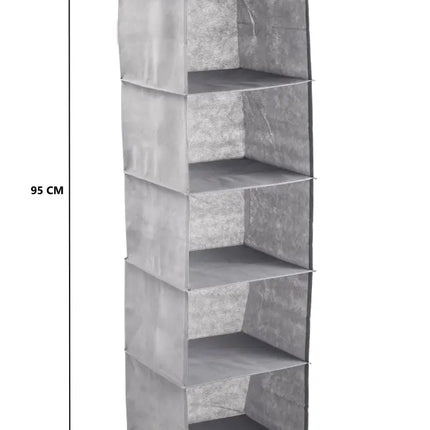 2 Pack 5-Tier Shelf Hanging Closet Organizer and Storage for Clothes (Grey)-2042061548050059272