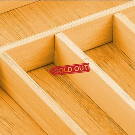 2 Pack Large Capacity Bamboo Expandable Drawer Organizer with Knife Block Holder for Home Kitchen Utensils-2042061567662624775