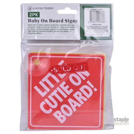 2 Pcs Baby On Board Car Safety Sign 13x13cm - Baby & Kids > Gates & Playpens > Safety Gates & Safety Accessories