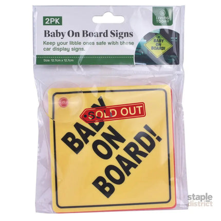 2 Pcs Baby On Board Car Safety Sign 13x13cm - Baby & Kids > Gates & Playpens > Safety Gates & Safety Accessories