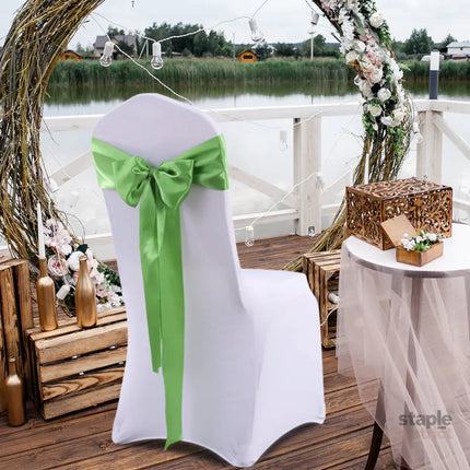 20 Green Fabric Chair Sashes Covers Grass Green-2018816627025514502