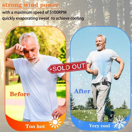 20000mAh Outdoor Portable Waist Fan Hanging Neck Fan Strong Wind with Power Bank LED Lighting for Sports Courier