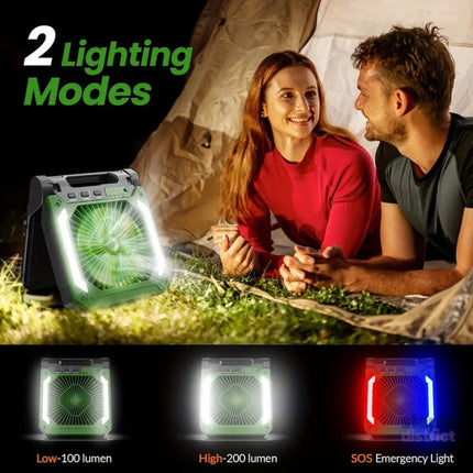 20000mAh Solar Camping Fan with LED Light - Appliances > Fans > Portable Fans