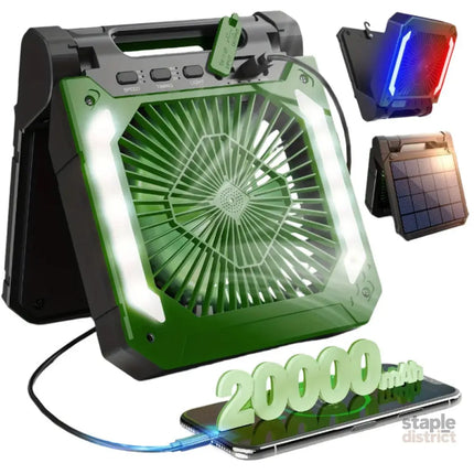 20000mAh Solar Camping Fan with LED Light - Appliances > Fans > Portable Fans
