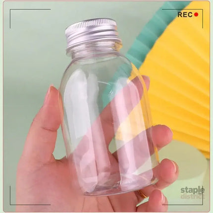 20pcs 250ml Reusable Plastic Juice Bottles 38mm Caliber Clear Beverage Container - Bottle-20pcs-Glossy -Black