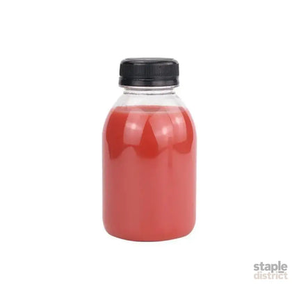 20pcs 250ml Reusable Plastic Juice Bottles 38mm Caliber Clear Beverage Container - Bottle-20pcs-Glossy -Black