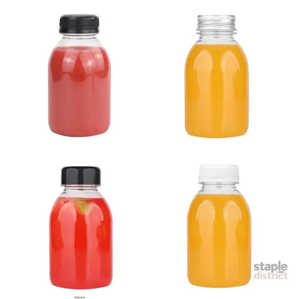 20pcs 250ml Reusable Plastic Juice Bottles 38mm Caliber Clear Beverage Container - Bottle-20pcs-Glossy -Black