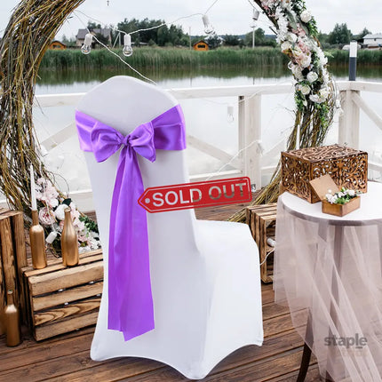 20x Multicoloured Satin Chair Sashes Lavender-2018816627205869574