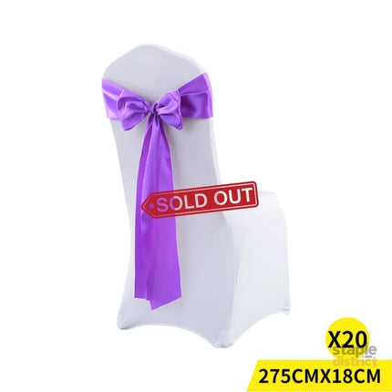 20x Multicoloured Satin Chair Sashes Lavender-2018816627205869568