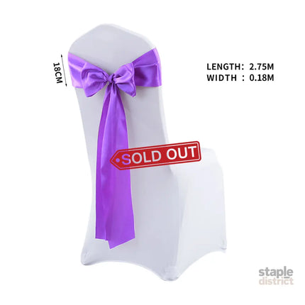 20x Multicoloured Satin Chair Sashes Lavender-2018816627205869570