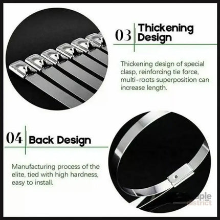 20X Stainless Steel Cable Ties S304 Marine Grade Zip Strap Locking Wrap 100-800Mm - 7.9x800mm - Commercial > Packaging