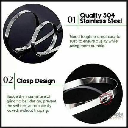20X Stainless Steel Cable Ties S304 Marine Grade Zip Strap Locking Wrap 100-800Mm - 7.9x800mm - Commercial > Packaging