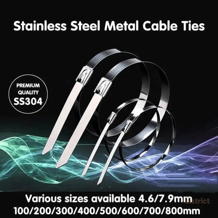 20X Stainless Steel Cable Ties S304 Marine Grade Zip Strap Locking Wrap 100-800Mm - 7.9x800mm - Commercial > Packaging