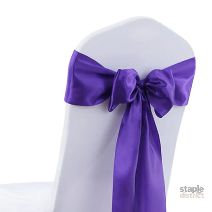 20x Table Runner Satin Chair Sashes Eggplant-2018816626832576517