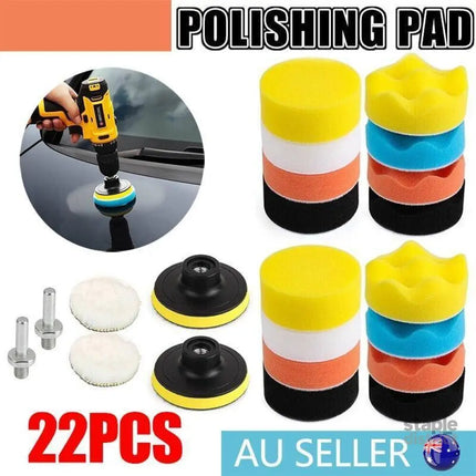 22Pcs 3’’ Buffing Waxing Polishing Sponge Pads Kit Set For Car Polisher Drill Au - Auto Accessories > Auto Accessories
