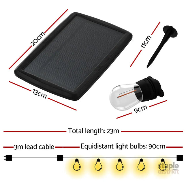 23m Solar Festoon Lights Outdoor LED String Light Christmas Party Decorations - Occasions > Christmas > Outdoor